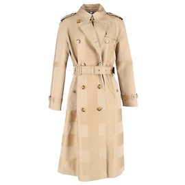 Trench coat de gabardina a cuadros Waterloo de Burberry en algodón beige Beige
