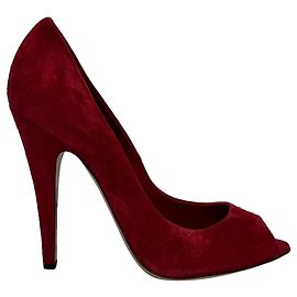 Casadei Peep-Toe Pumps in Burgundy Suede Red Dark red