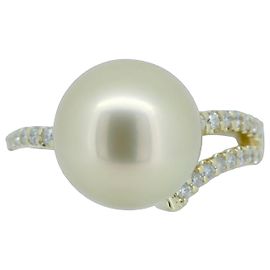 Autre Marque Anello in perla e diamante Au750 D'oro