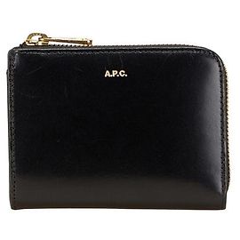 Apc A.P.C. L Zip Leather Coin Case Black