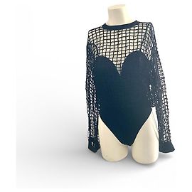 Vintage 'Blooming' Body Ritmo von La Perla 40/42 schwarze Netz Schwarz