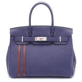 Borsa Hermès Birkin 30 Officier Blu Bordò