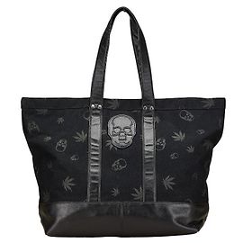 Autre Marque Bolso tote de algodón y cuero Lucien Pellat-Finet Negro