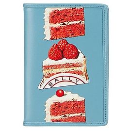 Bally Cake Design Leather Passport Case Blue Other