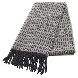 Fendi FF Pattern Wool Stole Brown Black