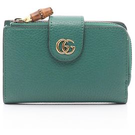 Portafoglio Medio Double G in Bambù Gucci Verde