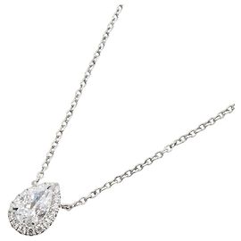 Colar de diamante micro-pó em forma de pêra Harry Winston Prata Outro