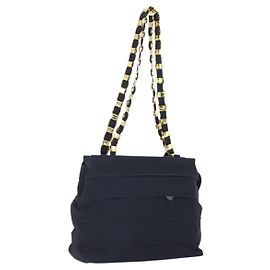 Borsa Tote Salvatore Ferragamo in tela blu navy e oro Auth BA9906 D'oro Blu navy