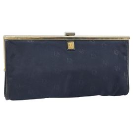 Christian Dior Clutch Bag Canvas Navy Gold Auth bs33068 Golden Navy blue