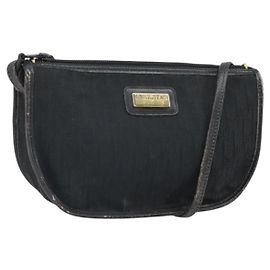 Borsa a Spalla in Tela Trotter Christian Dior Nero Oro Auth ep13136 Nero D'oro