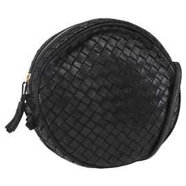 Borsa a Spalla in Pelle Nera e Oro INTRECCIATO di BOTTEGA VENETA Auth ep13298 Nero D'oro