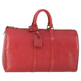 LOUIS VUITTON Epi Keepall 50 Bolsa Boston Vermelha M42967 LV Auth 167906 Vermelho