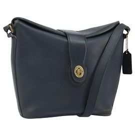Coach Bolsa de Ombro de Couro Azul Marinho Dourado Auth am9562 Dourado Azul marinho