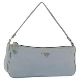 PRADA Accessory Pouch Nylon Light Blue Silver Auth 170583 Silvery Light blue