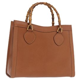Sac à main en cuir Gucci Bamboo marron or 002 123 0260 Auth 169515 Marron Doré