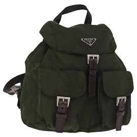PRADA Rucksack aus Nylon Khaki Silber authentisch 166761 Silber Khaki