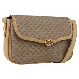 Gucci Borsa a Spalla Micro GG Supreme PVC Beige Oro Auth ep13175 Beige D'oro