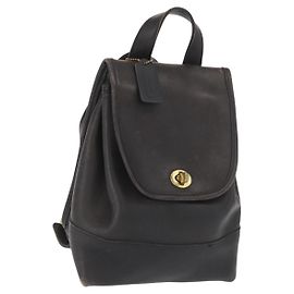 Coach Backpack Leather Black Gold Auth am9257 Black Golden