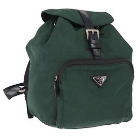 Zaino PRADA in nylon verde argento Auth ki6395 Argento Verde