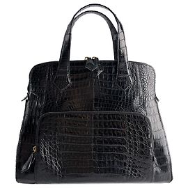 Autre Marque Top-handle Exotic Leather Handbag Black Black