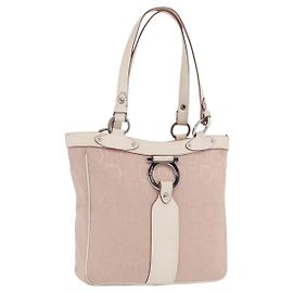 Salvatore Ferragamo Tote Bag Canvas Pink Silver Auth bs33177 Silvery Pink