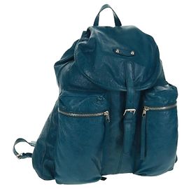 BALENCIAGA Backpack Leather Blue Silver 326404 Auth 165396 Silvery Blue