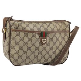 Borsa Sherry Line GG Supreme Web di GUCCI in PVC beige e oro 89 02 077 Auth ka2041 Beige D'oro