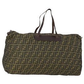 FENDI Zucca Canvas Boston Tasche Braun Schwarz Auth 164985 Braun Schwarz