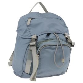 PRADA Backpack Nylon Light Blue Silver Auth 165621 Silvery Light blue