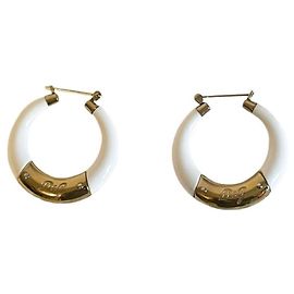 Boucles d'oreilles iconiques DOLCE & GABBANA blanches plaquées or Blanc Doré