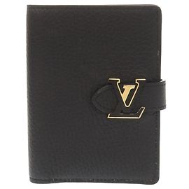 Billetera bi-fold de cuero Taurillon Noir Louis Vuitton Negro