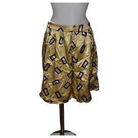 Saia Etro Preta e Dourada de Viscose Preto Dourado