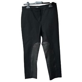 Pantaloni Joseph in Cotone Stretch e Pelle Neri Nero