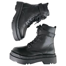 Liu.Jo Leather Platform Ranger Boots Black Black