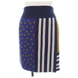 Jupe en mélange de cachemire Hermès Marron Bleu Bleu Marine