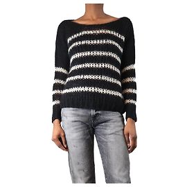 Saint Laurent Pull en mélange de mohair à rayures noires - taille XS Noir