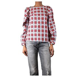 Claudie Pierlot Rot-weiße Karobluse - Größe UK 8 Rot