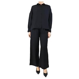 Eres Conjunto de camisa e calça em jacquard de seda preta - tamanho UK 8 Preto