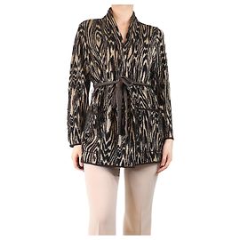 Saint Laurent Brauner Strickcardigan mit Gürtel - Größe UK 10 Braun