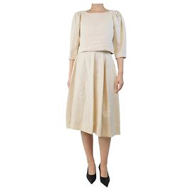 Chloé Creme Leinenbluse und Rock Set - Größe UK 8 Roh