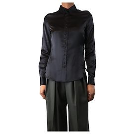 Saint Laurent Blusa in satin nera - taglia UK 6 Nero