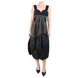 Prada Midi-Kleid in Khaki und Schwarz - Größe UK 10 Grün