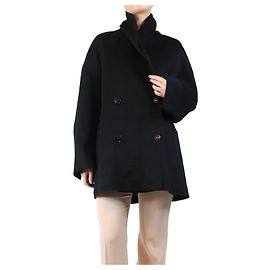 Totême Black double-breasted cashmere jacket - size UK 10 Black