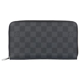 Louis Vuitton Zippy Organizer NM Damier Graphite Long Wallet Brown Black