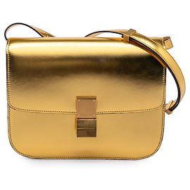 Céline Celine Or Moyen Cuir de Veau Boîte Classique Doré
