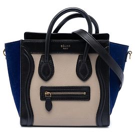 Céline Bolsa de viagem Celine em couro tricolor nano marrom Marrom Bege
