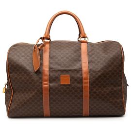 Céline Celine Brown Macadam Coated Canvas Travel Bag Brown