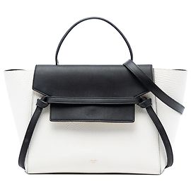 Céline Bolsa de cinto bicolor em couro de bezerro granulado branco Celine Mini Outro