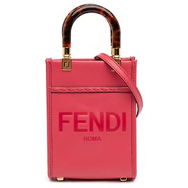 Fendi Mini Sac Sunshine Shopper en Cuir Rose Rose Autre