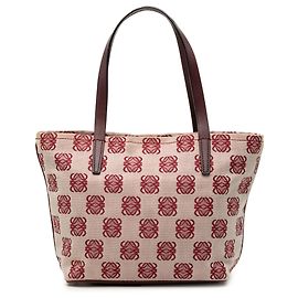 LOEWE Red Anagram Canvas Tote Red